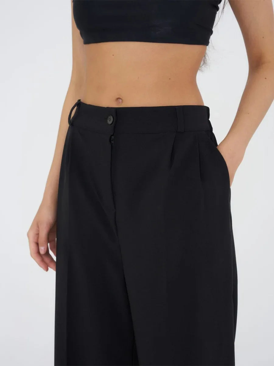 Aiertu  -  Summer New Loose High Waisted Pants Spring Women's Office Lady Retro Wide Leg Pants Temperament Slim Fit Suit Pants Aiertu