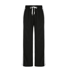 Aiertu  Streetwear Stripe Spliced Autumn Sweatpants Women Trousers Sporty Casual Elastic Waist Homewear Pants Straight Bottom Aiertu