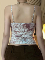 Aiertu  -Vintage Oil Painting Print Lace Tank Top aiertu