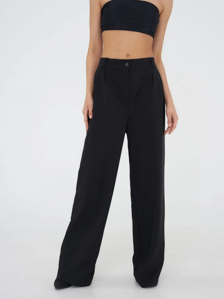 Aiertu  -  Summer New Loose High Waisted Pants Spring Women's Office Lady Retro Wide Leg Pants Temperament Slim Fit Suit Pants Aiertu