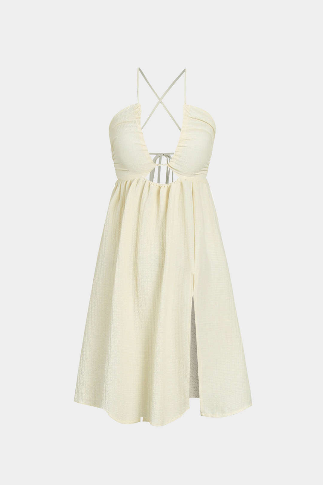 Aiertu  Backless V-neck Slit Midi Dress Aiertu