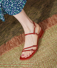 Aiertu  Blue Chunky Cowhide Leather Women Sandals Peep Toe Aiertu