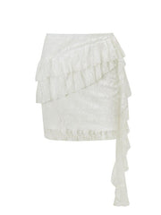 Aiertu  -Lace Trim Mesh Mini Skirt aiertu
