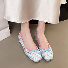 Aiertu  -  Spring and Fall Women Fish Print Shoes Fashion Bow Shoes Casual Low Heel Dress Street Style Fish Scale Shoes Aiertu