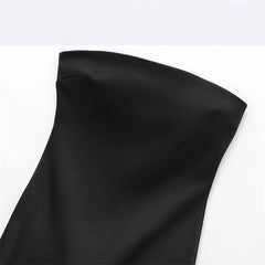 Aiertu  -  Fashion Satin Black Ruffled Hem Diamond Strapless Mini Dress For Women Summer Sleeveless Back Zipper  Party Club Evening Vestido Aiertu