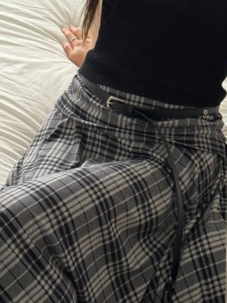 Aiertu  -  Y2k Aesthetic Vintage Plaid Skirts Womens Harajuku High Waist Irregular Vintage Skirt Streetwear Preppy Style Gothic Faldas Aiertu