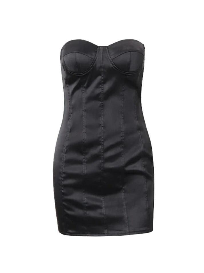 Aiertu  Wrapped Breast Pads Backless Straps Satin Mini Dress Aiertu