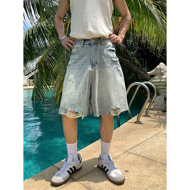 Aiertu  Summer Women's Retro 90s Wide Leg Baggy Casual Denim Shorts Harajuku Aesthetic High Waist Loose Shorts Fashion Punk Shorts Aiertu
