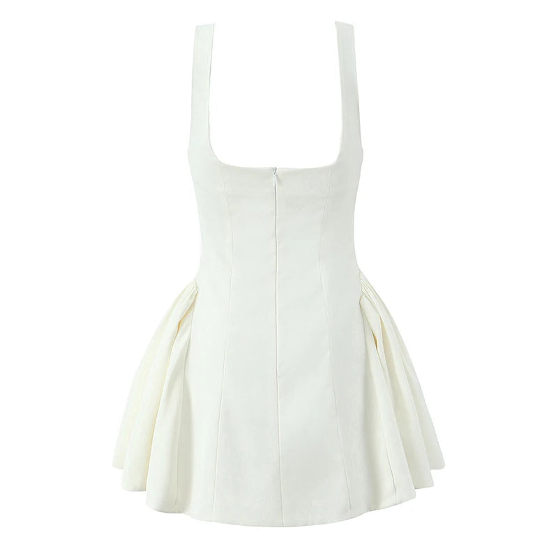 Aiertu  -  High Street Women Elegant White Party Mini Dress Sexy Backless Sleeveless Bridesmaids Robe Summer Aiertu