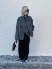 Aiertu  -  Casual Lapel Cotton Coats Women Loose Double Breasted Long Sleeve Jackets 2026 Autumn Winter New Female Chic Street Tops Outwear Aiertu