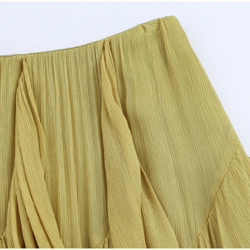 Aiertu  -  Irregular Multi-layer Ruffles Skirt Women Ribbon Pleated Elegant High Waist A-line Skirts 2025 Summer New Street Fold Lady Robe Aiertu