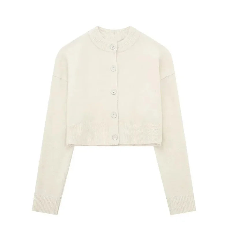 Aiertu  -  Casual Solid Knitted Women Cardigan Sweater O-neck Single Breasted Female Crop Jackets 2025 Spring New Fashion Lady Sweaters Aiertu