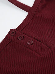 Aiertu  -Solid Color Half Button A-line Mini Dress aiertu