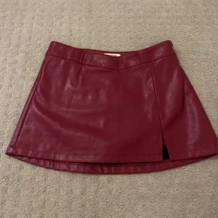 Aiertu  -  Y2K New Fashion Red Faux Leather Mini Skirt Harajuku Hot Girl Clothing Goth Low Waist Slim Hip Skirt Womens Elastic Kawaii Skirt Aiertu