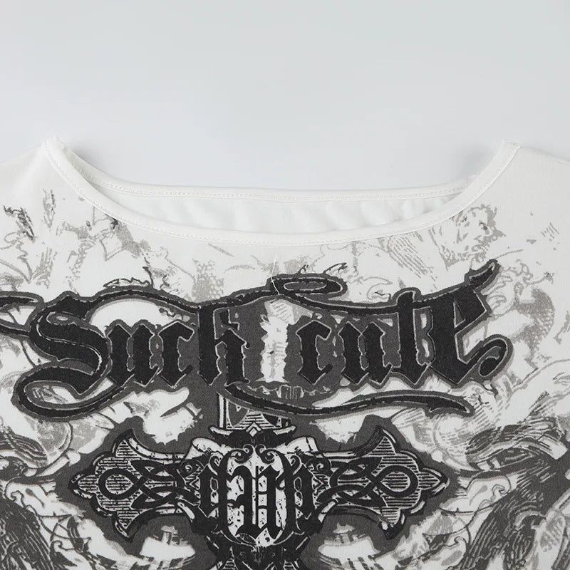 Aiertu  -  Gothic retro personalized printed T-shirt European and American hip-hop street fashion hottie loose and thin casual top women Aiertu