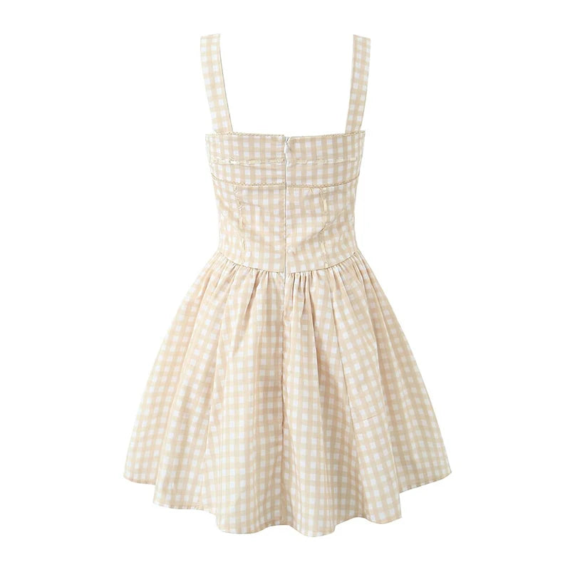 Aiertu  -  Sexy Elegant Women Cotton Sleeveless Dresses Square Neck Low Waist Summer Party Mini Dress Fit And Flare Graduation Clothing Aiertu
