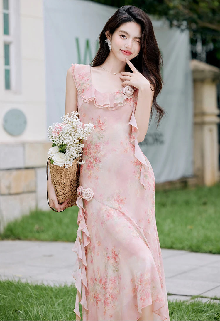 Aiertu  Honey Vine Vintage-Floral Ethereal Essence Dress Aiertu