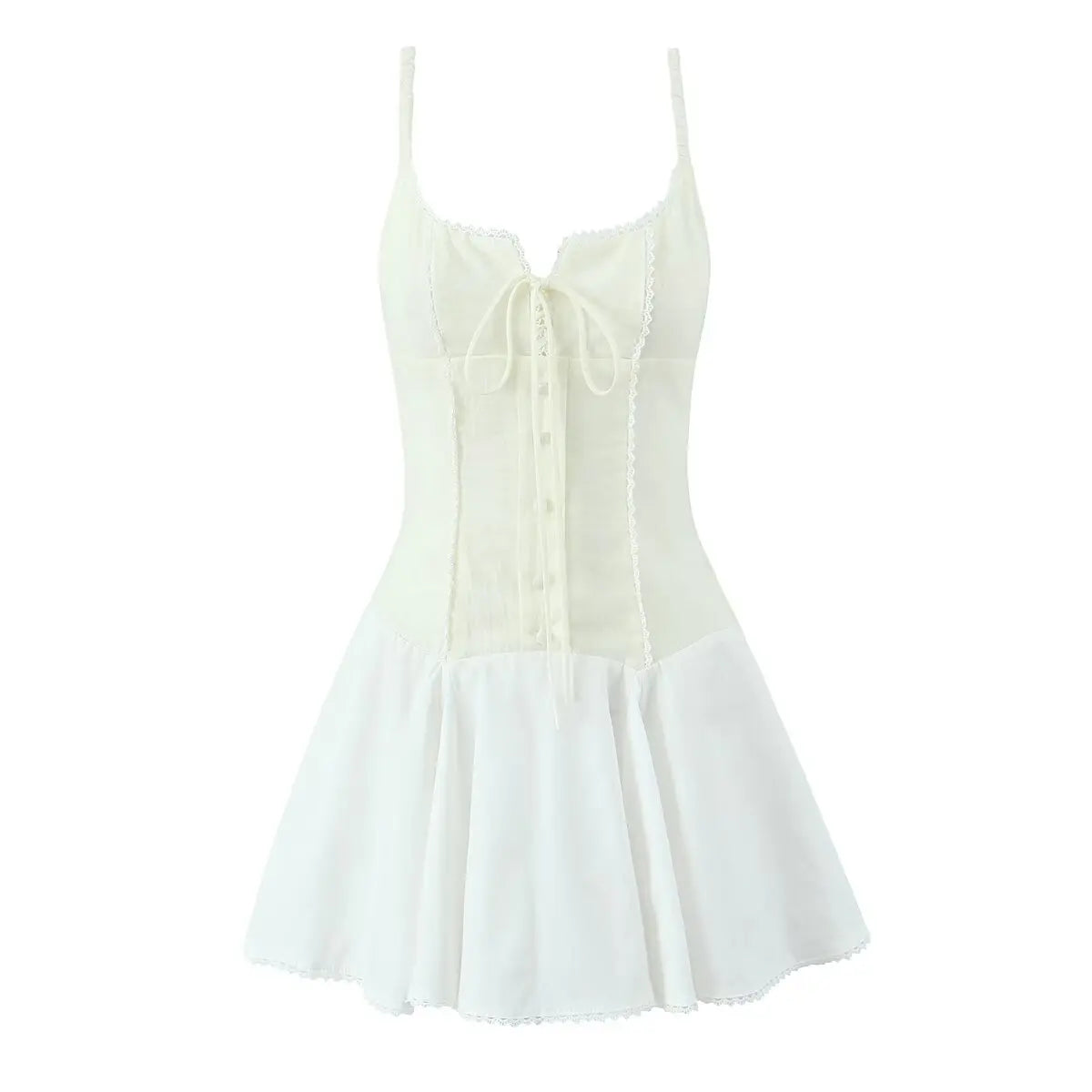 Aiertu  -  Summer 2025 Women Patchwork Sling Lace Up Dresses Short Robe Sweet Girl Holiday Dress Sexy Aiertu