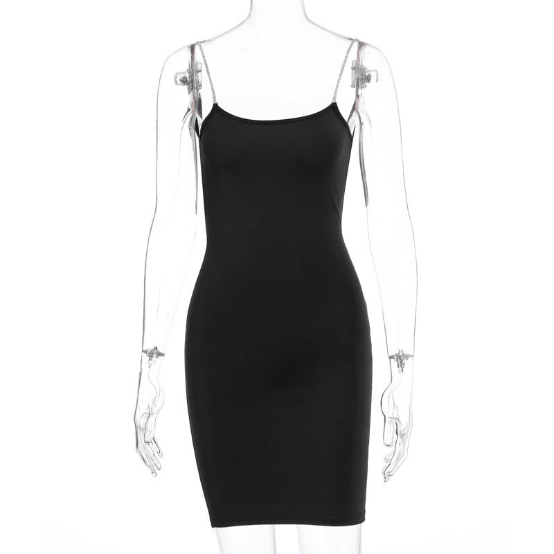 Aiertu - Slim-fit Diamond Sling Dress with Backpack Aiertu