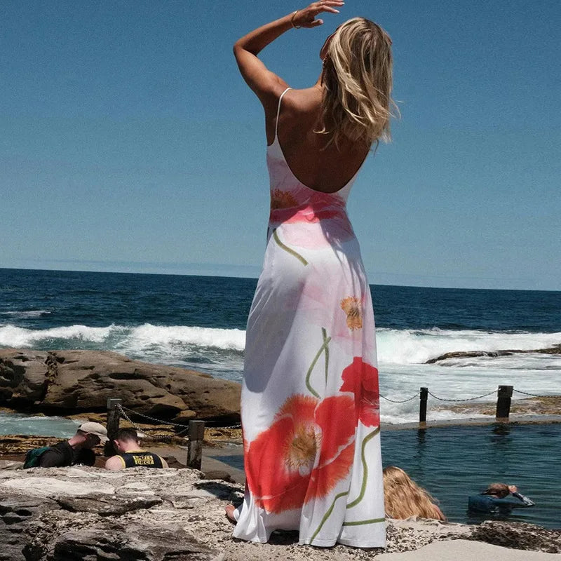 Aiertu  -  2025 New Trend Dress Women Sexy Summer Flowers Camis Sleeveless Soft Stretch Sweet Maxi Bodycon Skinny Elastic Vestidos Aiertu
