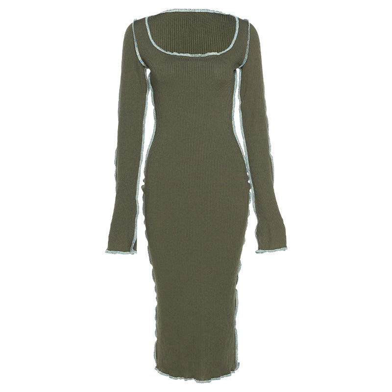 Aiertu - Vintage Green Long Sleeve Maxi Dress Aiertu