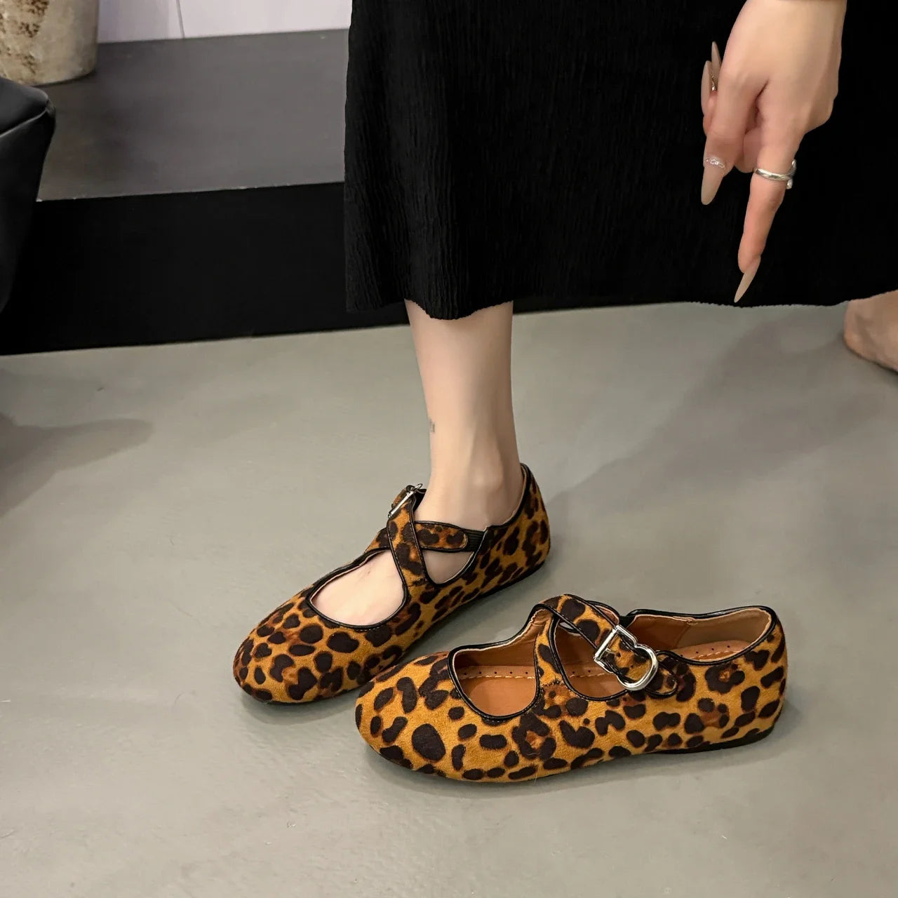 Aiertu  -  Leopard Marie Janes Shoes Flats Sandals Women Sneakers Casual Loafers Summer Trend Shallow Suede Zapatillas De Mujer Dress Aiertu