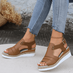 Aiertu Comfy Platform Women's Colorblock Casual Sandals, Ankle Buckle Strap Versatile Summer Wedge Shoes Aiertu