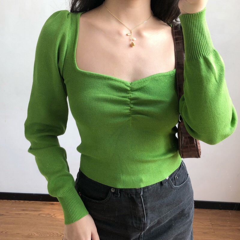 Aiertu - Green Oxford Knit Sweater ~ HANDMADE - new trend inspo - trashy outfits - dinner outfits Aiertu