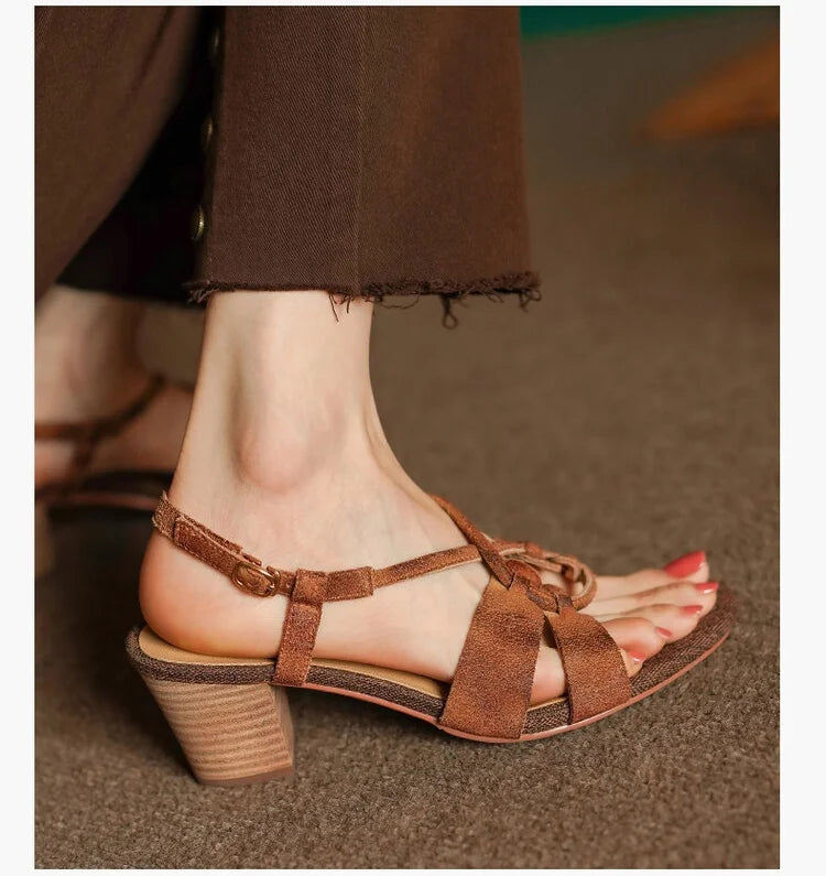 Aiertu  -  Luxury Women's Sandals Summer Fashion Ankle Strap Hollow Shoes Outdoor Comfortable Elegant High Heels Women Sandals Aiertu
