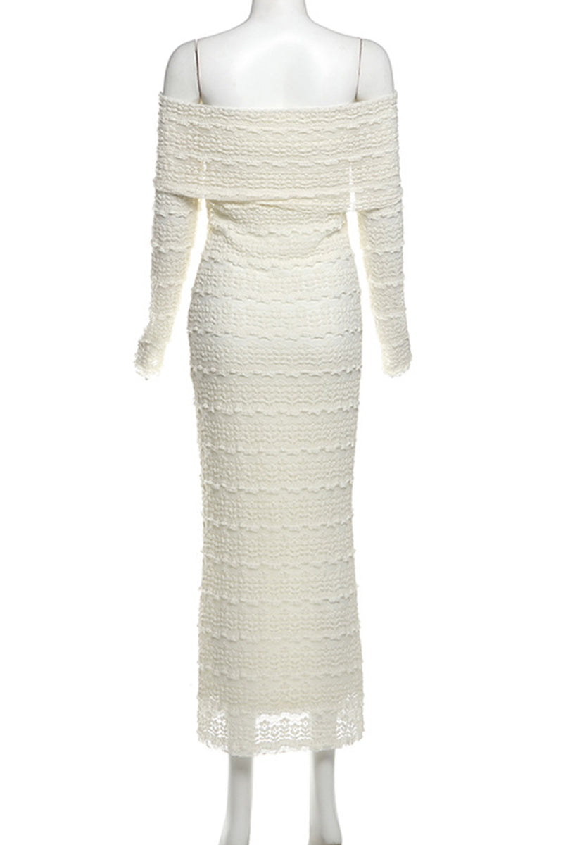 Aiertu  -Elegant Patchwork Backless Off Shoulder Long Dresses aiertu