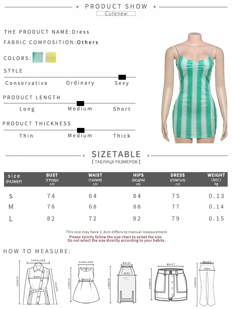Aiertu  -  Sexy Striped Print Dress Women Spaghetti Strap Summer New Trend Sleeveless Backless Pleated Beach Vacation Mini Bodycon Aiertu