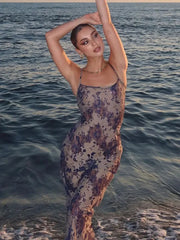 Aiertu  -  Fashion Print Backless Lace-up Maxi Dress Women Elegant Sleeveless Bodycon Party Long Robes 2026 New Sexy Beach Vocation Vestido Aiertu