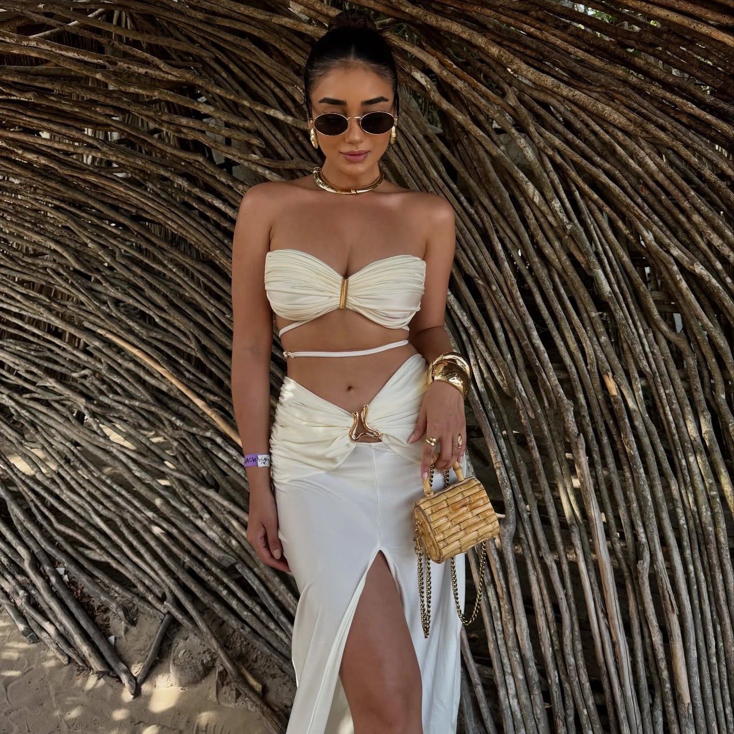 Aiertu  -  New Crochet Bikini With Cover Up Sexy Women Swimsuit Female Swimwear Long Skirt Bandeau Biquini Bodysuit Swimming Suit Beachwear Aiertu