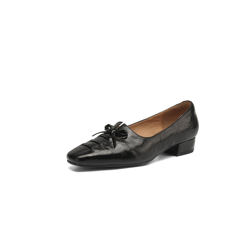 Aiertu  -  New Arrival Soft Genuine Leather Women Heels Shoes Square Toe Comfortable Fashion Casual Low Heel Shoes Four Seasons Shoes Aiertu