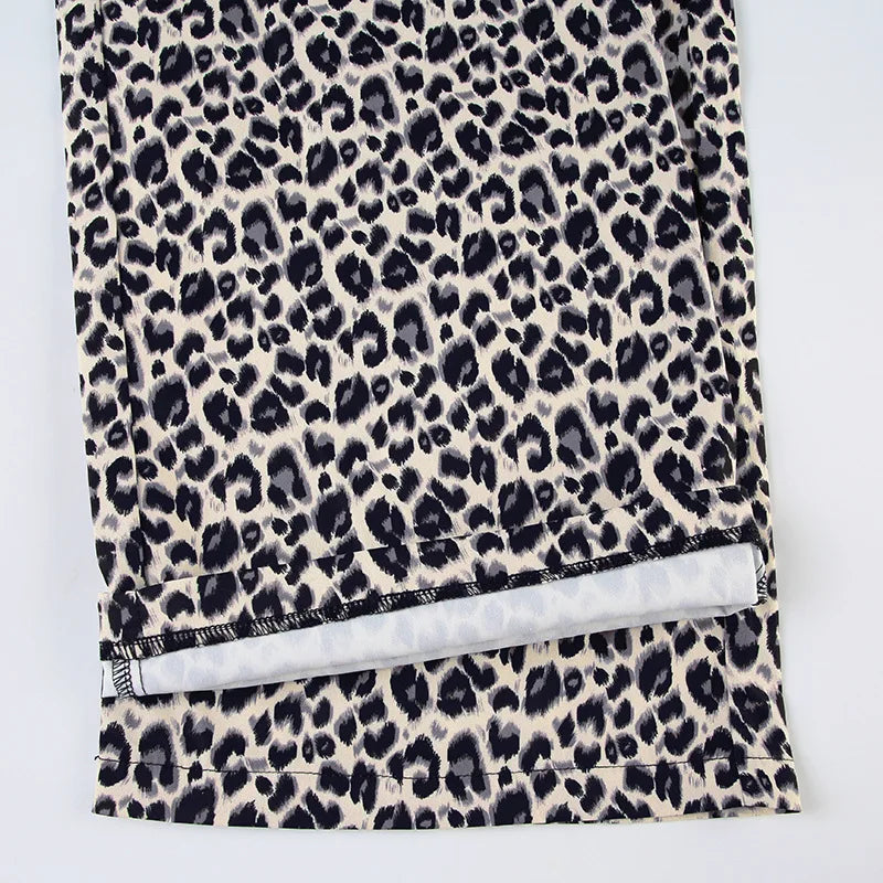 Aiertu  -  Wild Spice Girls Street Leopard Print Plaid Personality Loose Casual Pants Niche Loose Straight Skinny Low Waist Pants Aiertu