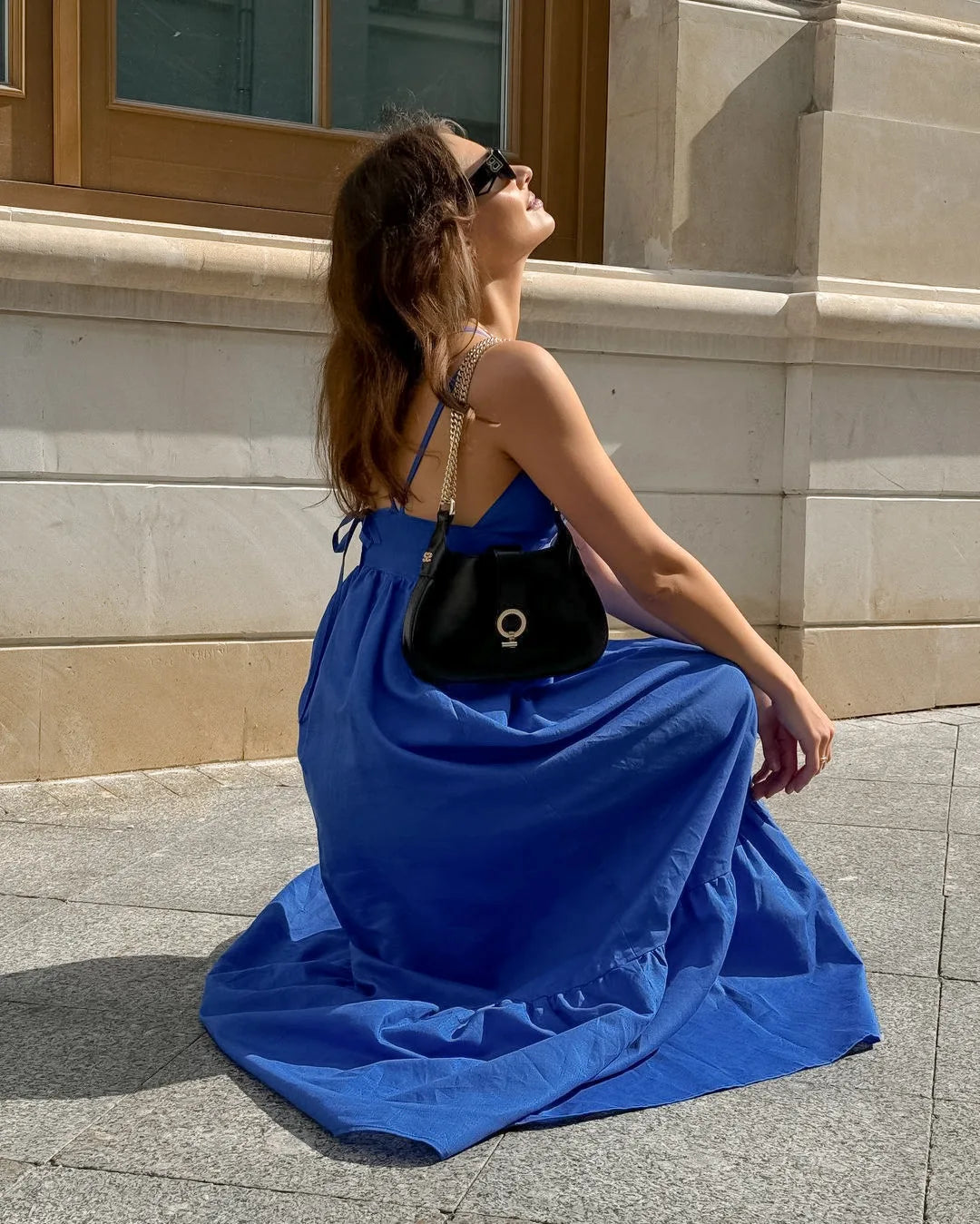Aiertu  -  2025 New Blue Casual Long Dress Women Sexy V Neck Sleeveless Backless Maxi Dresses Summer Elegant Fashion Female A-line Vestidos Aiertu