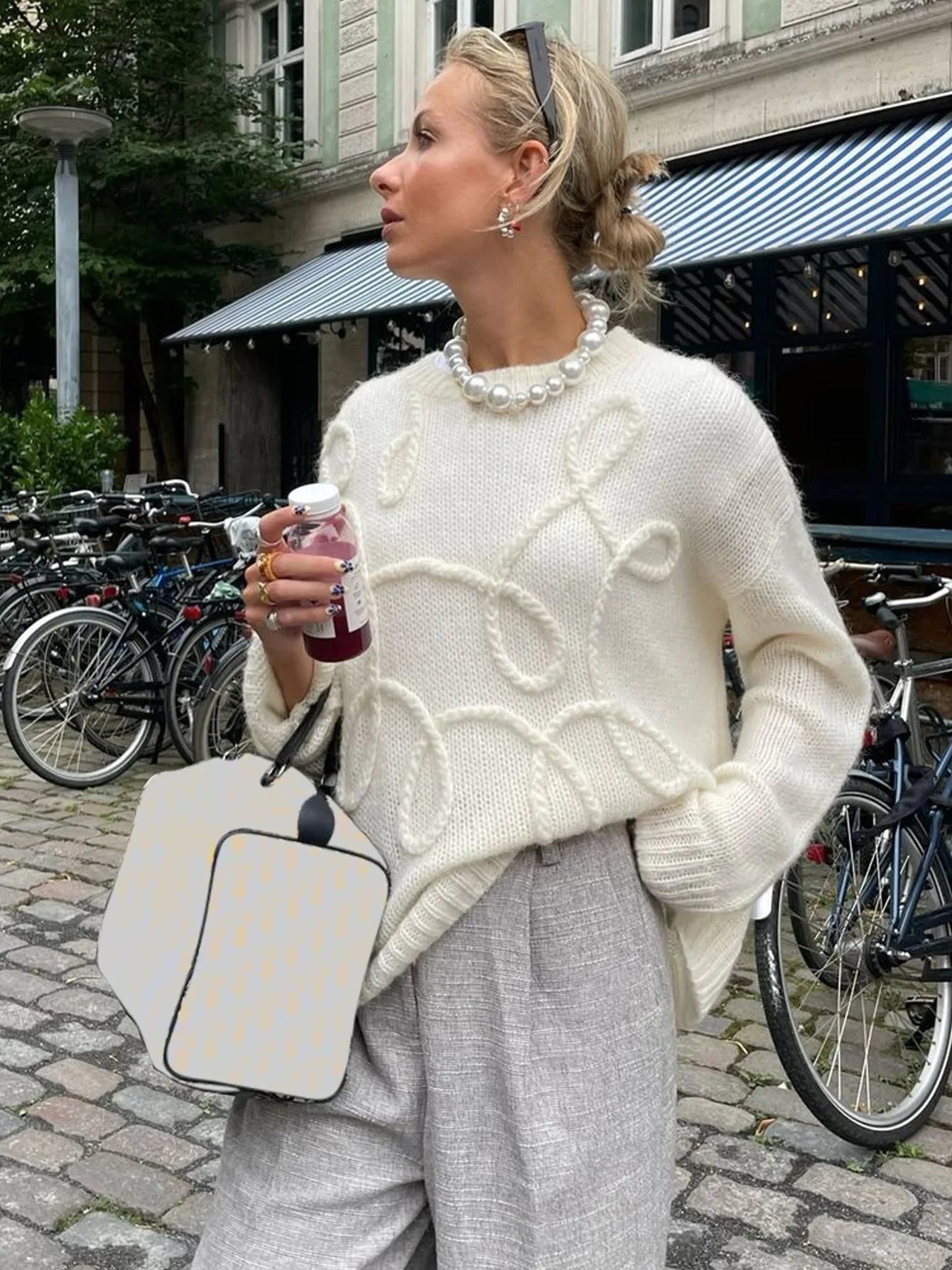 Aiertu  -  Fashion Winter Knitted Pullover Sweaters Tops Christmas Casual Loose Round Neck Long Sleeve Top Outfits Streetwear Aiertu