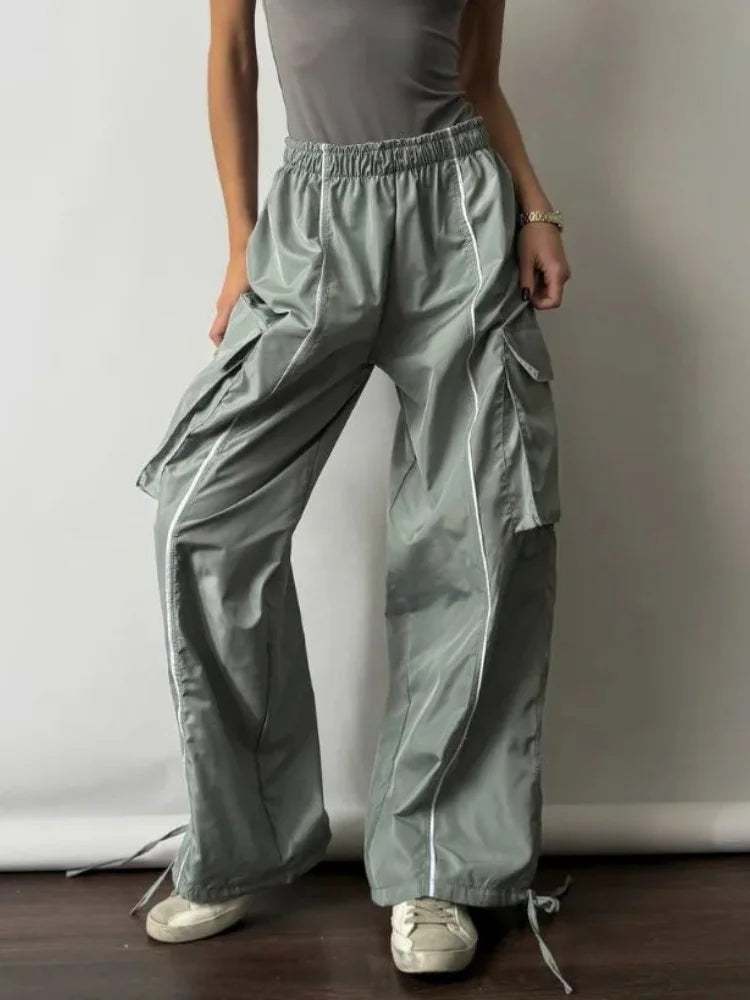 Aiertu  Y2k Aesthetic Streetwear Cargo Pants Women American Retro Harajuku Casual Solid Baggy Trousers Oversized Sweatpants Aiertu