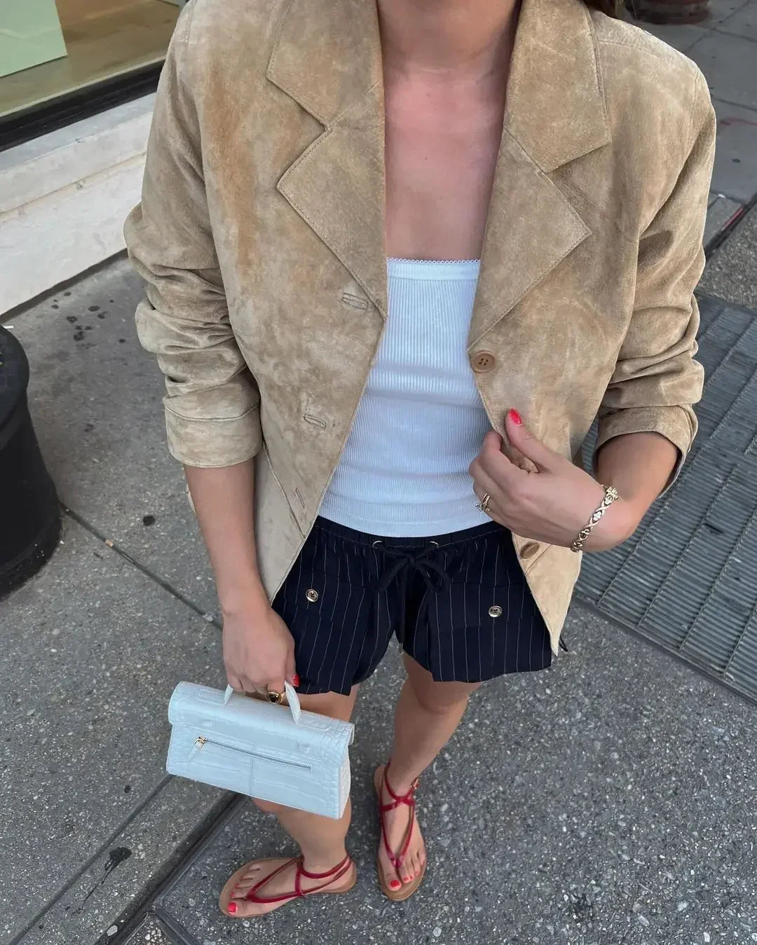 Aiertu  -  Vintage Khaki Suede Leather Blazer Coat Women Elegant Lapel Full Sleeves Single Breasted Jacket Autumn Chic Lady Street Outwear Aiertu