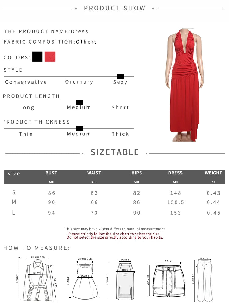 Aiertu  -  Low-Neck Women Dress Sexy Ruched Halter Cleavage Sleeveless Bandage Tassel Ruffles Trend Backless Coquette Long Bodycon Aiertu