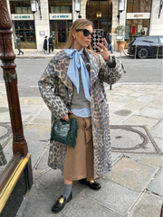 Aiertu  -  Fashion Leopard Printed Single Breasted Long Coats Casual Lapel Full Sleeve Pocket Loose Windbreak Autumn Lady Commute Outwear Aiertu