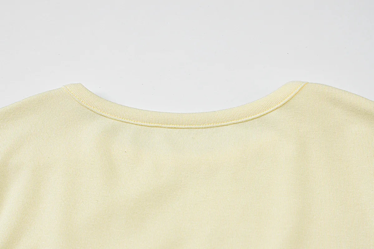 Aiertu  -  Y2K Light Yellow T-shirts for Women 2026 Summer O-neck Short Sleeve Letter Print Slim T Shirt Streetwear Girls Tees Crop Tops Aiertu