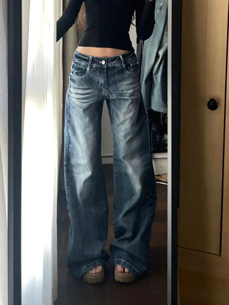 Aiertu  Streetwear Y2K Jeans Women Loose Mid Waist Casual Denim Pants Vintage American Harajuku Lady All Match Trousers Spring New Aiertu