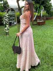 Aiertu  -  Elegant Off Shoulder Prom Gowns 2026 Pink Jacquard Slim Fit Maxi Dresses For Women Summer Evening Party Robes Sleeveless Halter Aiertu