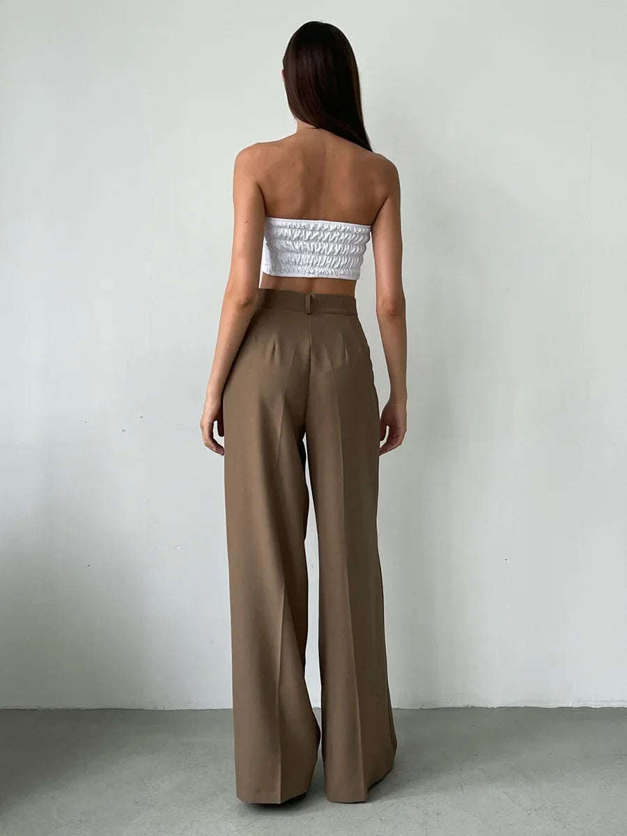 Aiertu  -  Summer New Loose High Waisted Pants Spring Women's Office Lady Retro Wide Leg Pants Temperament Slim Fit Suit Pants Aiertu