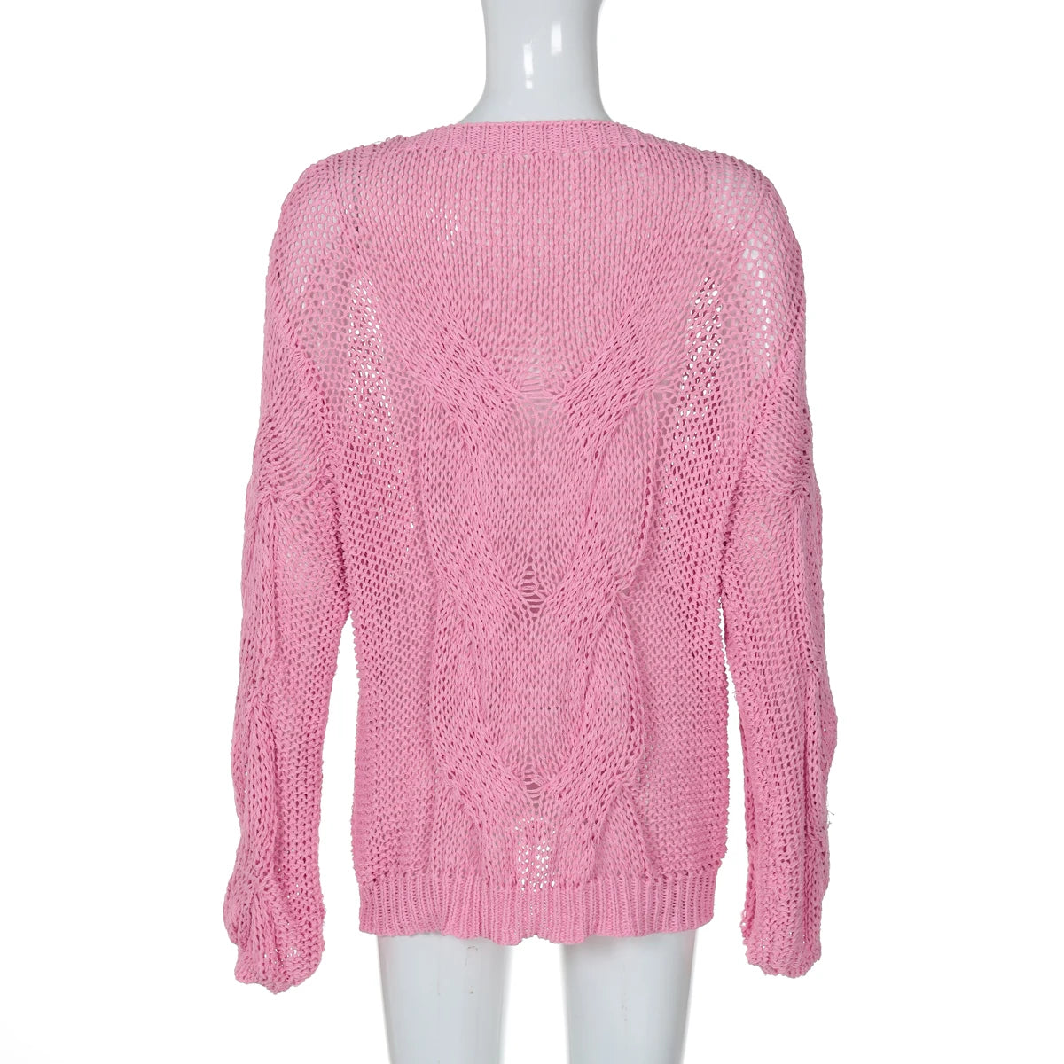 Aiertu  -  See Through Loose Long Sleeves Crochet Sweater Korean Style Pullovers Casual Streetwear Top For Autumn Aiertu