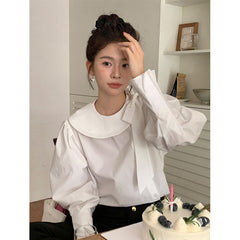 Aiertu Elegant White Shirts Women Vintage Bow Bandage Blouses Spring Office Lady Korean Long Sleeve All Match Chic Designer Tops Aiertu