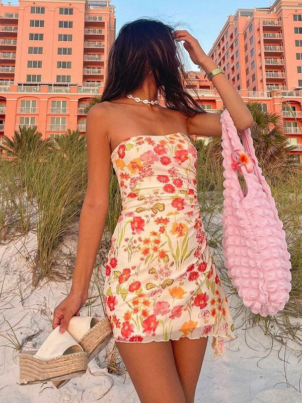 Aiertu  Ruched ruffle dress shopify