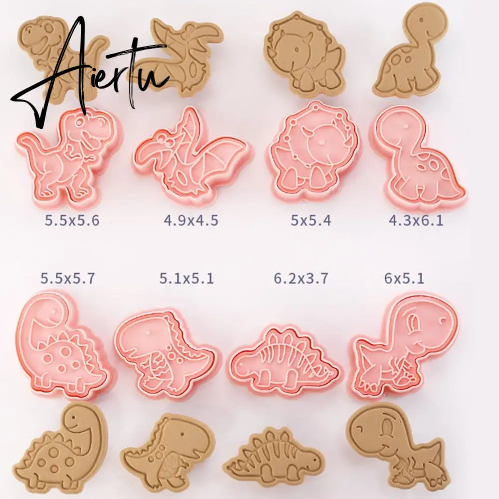 8Pcs/set Christmas Cookie Molds 3D Cartoon Pressable Christmas Biscuit Resin Mould Cookie Kitchen Baking Pastry Bakeware Tool Aiertu