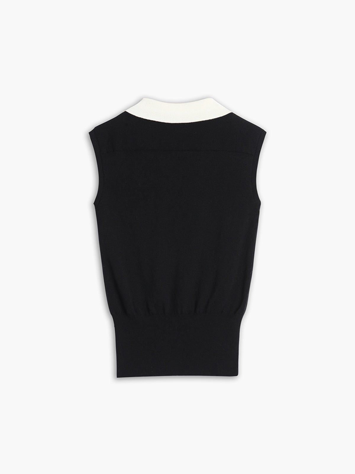 Aiertu  Contrast Trim Collar V-neck Knit Sweater Vest shopify